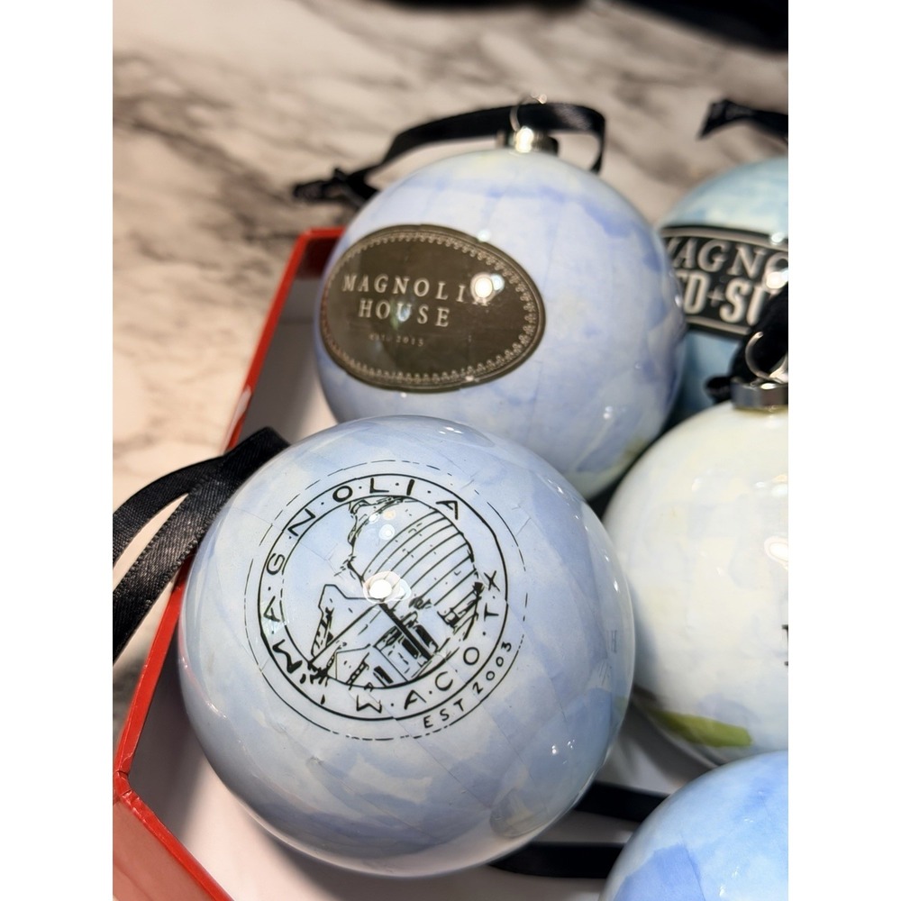 Magnolia Market  Waco TX Decoupage Ornaments Set of 7 Chip Joanna Gaines (P2892) - Picture 5 of 14